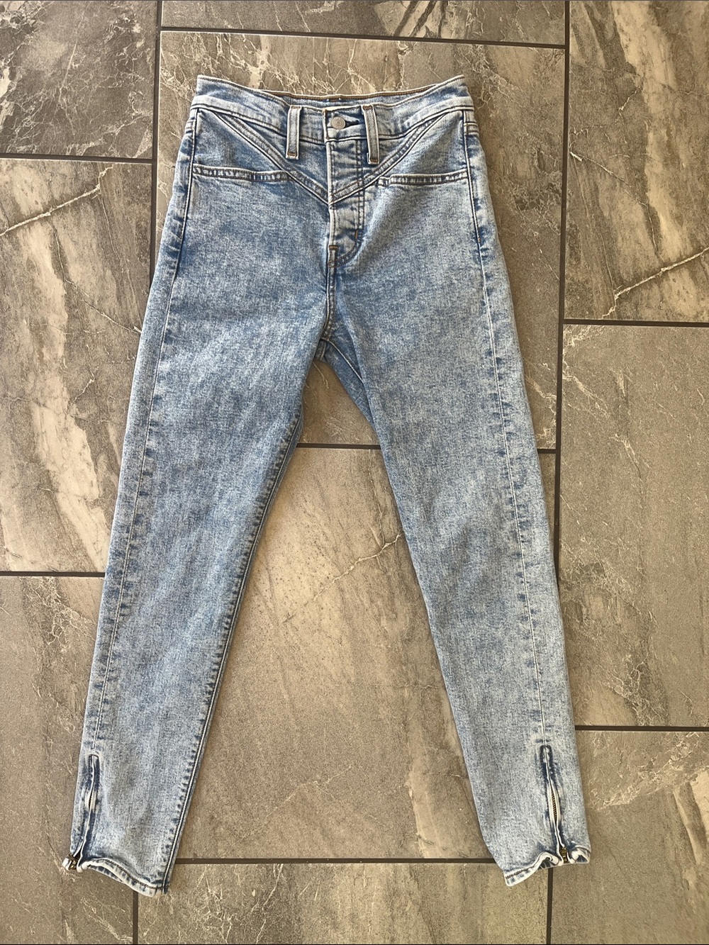 🤍 Levi's Wedgie Skinny Size 27 Sample Pair Button Fly Zipper Ankles Woke Yoke